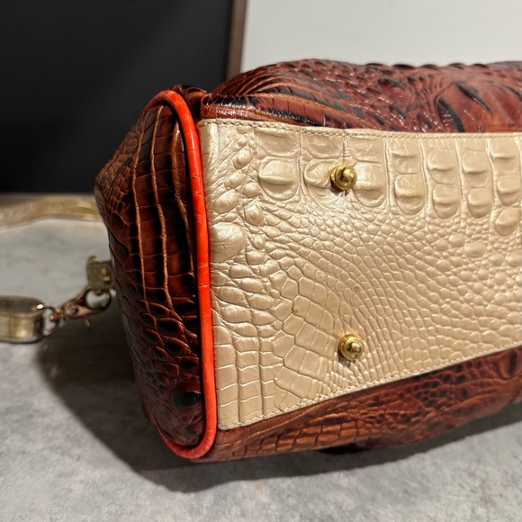 Brahmin Lisa Prosecco Tri-Colored Croc-Embossed Leather Satchel! Preowned!! - Picture 7 of 13